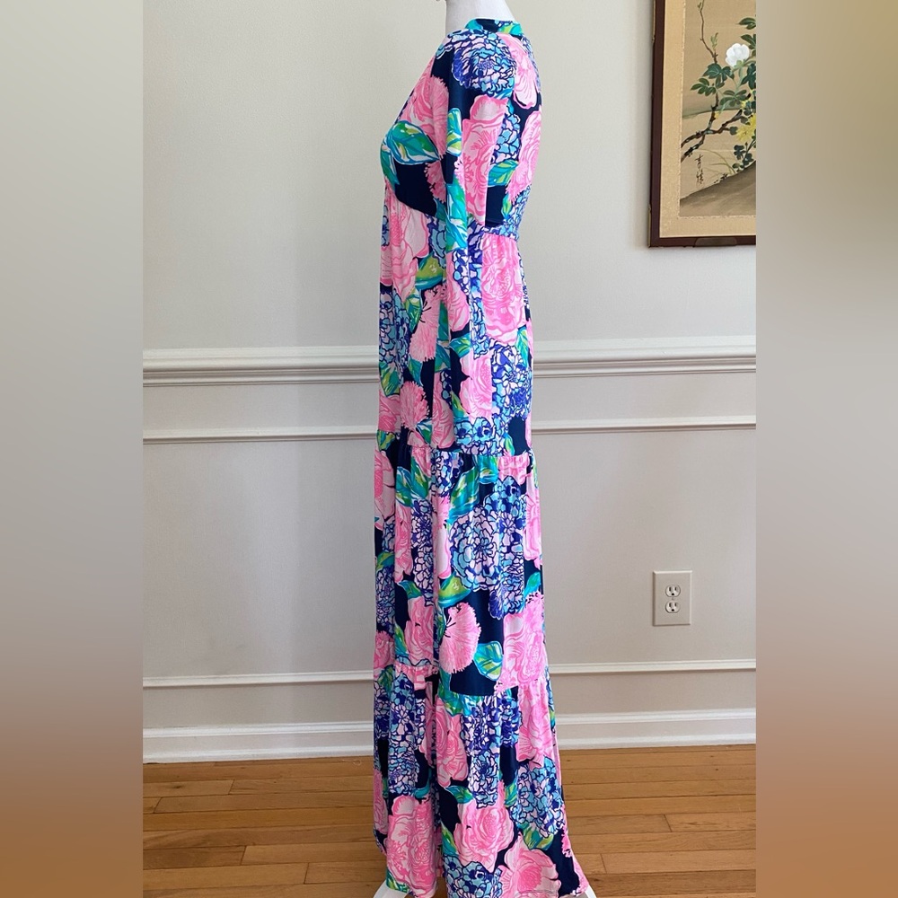 Lilly Pulitzer Martinique Tiered Maxi Dress Long Sleeve Hey Hey Bouquet XXS - Picture 8 of 16